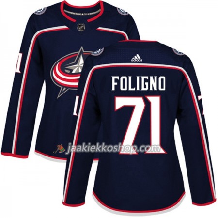 Nainen NHL Columbus Blue Jackets Pelipaita Nick Foligno 71 Adidas 2017-2018 Marine Sininen Authentic